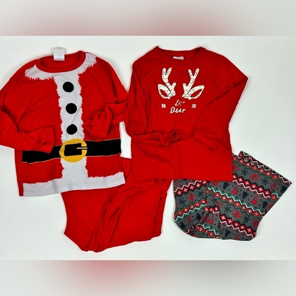 Kids Holiday Santa & Reindeer Pajama Set of 2